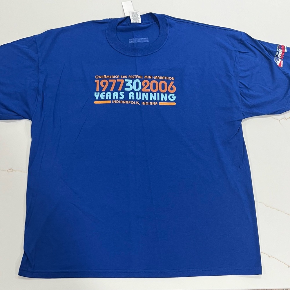 NEW NWT MENS FINISHLINE RUNNING SHIRT XXL 2006 ONE AMERICA 500 MARATHON INDIANA